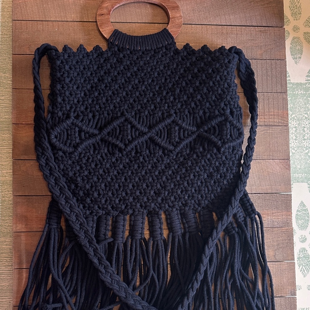 Danielle Nicole Black Fringe Handbag - image 5